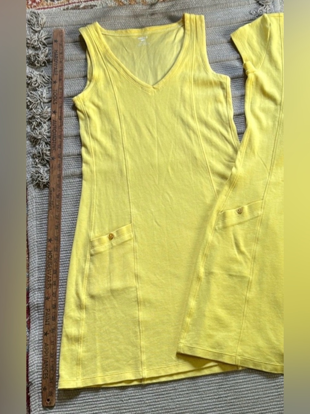 Horny Toad Dress sleeveless tank V-neck yellow tencel cotton tennis womens S